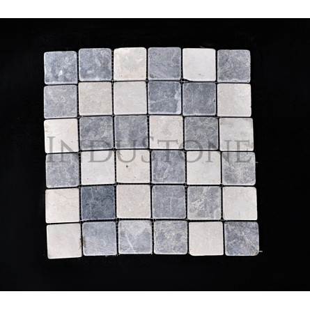 KOSTKA:  * MIX 2: WHITE/GREY 5x5 mosaic on a plastic grid INDUSTONE