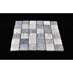 KOSTKA:  * MIX 2: WHITE/GREY 5x5 quadratisch mosaik naturstein INDUSTONE