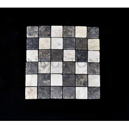 KOSTKA:  * MIX 2: WHITE/GREY 5x5 mozaika kamienna na siatce INDUSTONE