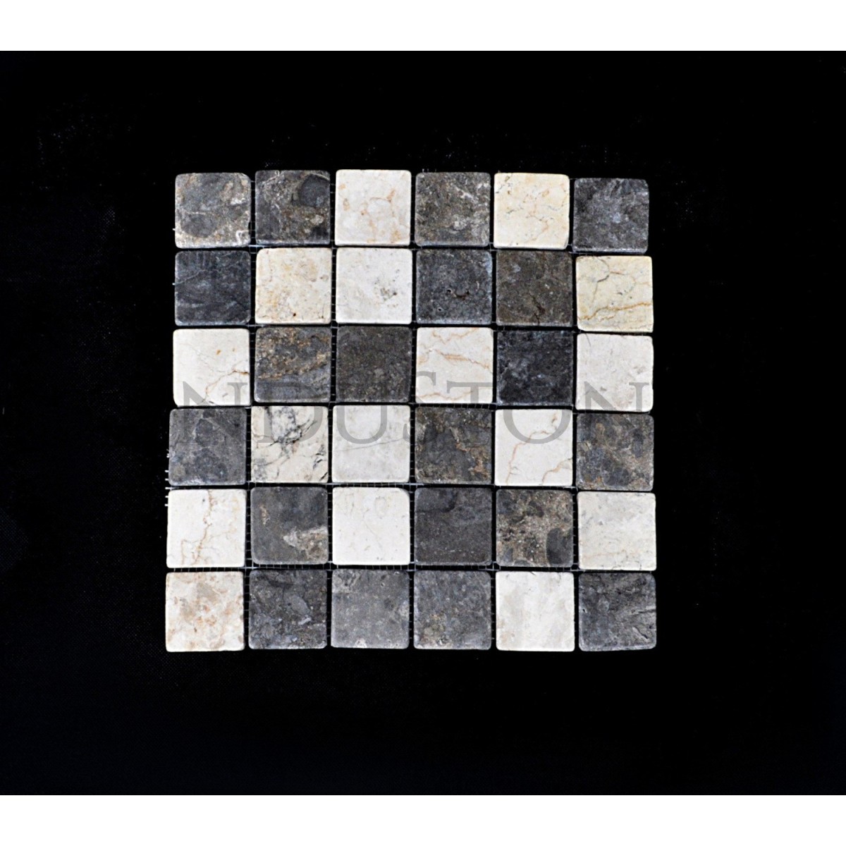 KOSTKA:  * MIX 2: WHITE/GREY 5x5 mozaika kamienna na siatce INDUSTONE