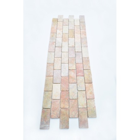 BATAKO PINK ORANGE 4,9x9 mozaika kamienna na siatce INDUSTONE