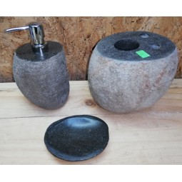 RIVER STONE toothbrush and toothpaste container with a lid from Indonesia  INDUSTONE