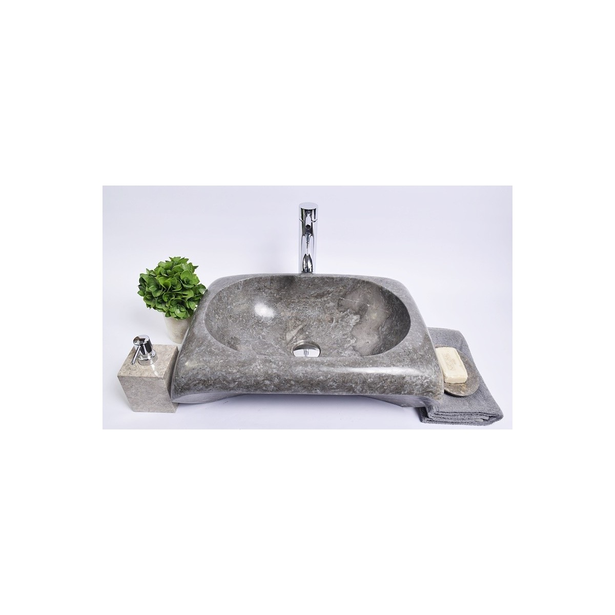 RCTK-P GREY J 50x35x15 cm Stein Waschbecken Aufsatzwaschbecken INDUSTONE