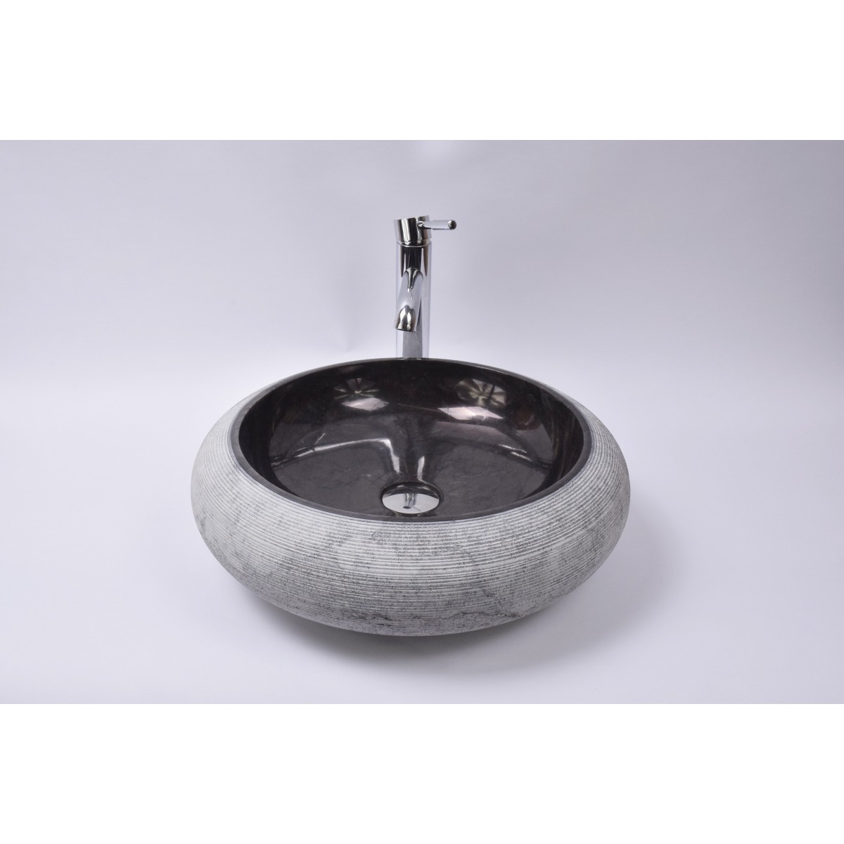 DN-G BLACK A5 45 cm Stein Waschbecken Aufsatzwaschbecken INDUSTONE