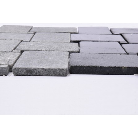 KOSTKA NEW MODEL:  * BLACK Sumbawa schwarz quadratisch mosaik naturstein INDUSTONE