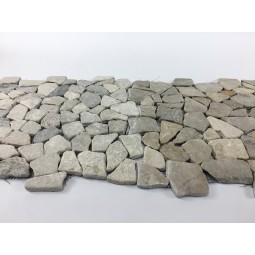 TAN GREY Interlock szara ŁAMANA mozaika kamienna na siatce INDUSTONE